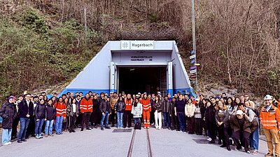ETH Students in front of the Hagerbach Test Gallery